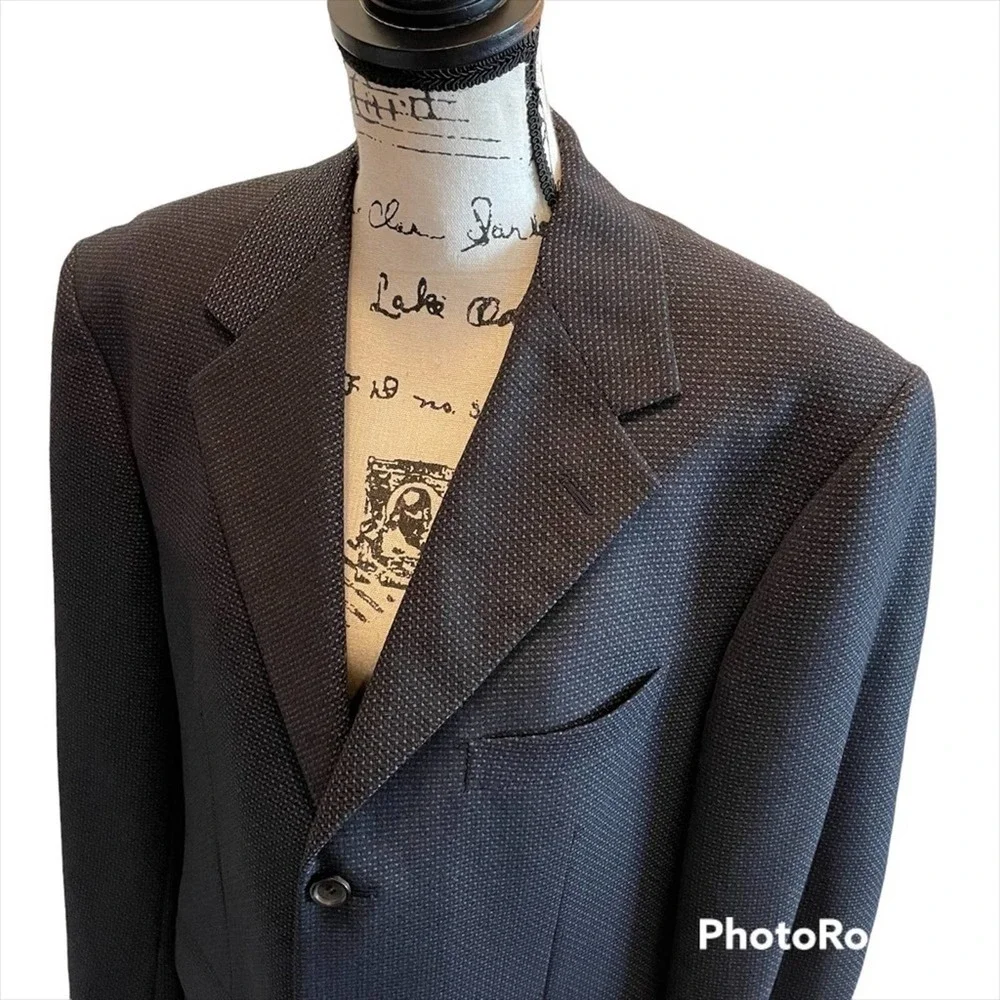 PAL ZILERI GRUPPO FORALL Mens Jacket Blazer Navy Blue Black Size 46L Sport Coat